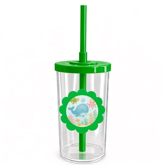 Copo Short Drink Flor Personalizado Baleia Aquarela