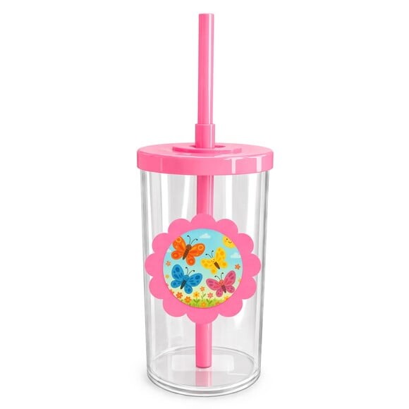 Copo Short Drink Flor Personalizado Borboletas