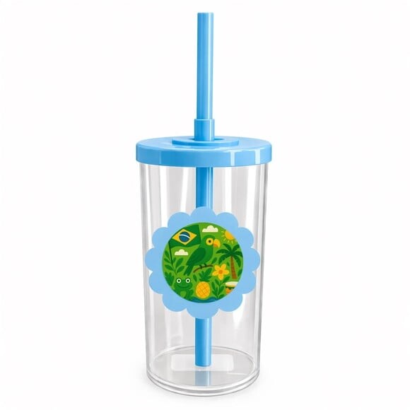 Copo Short Drink Flor Personalizado Brasil Verde Amarelo