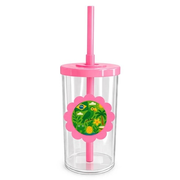 Copo Short Drink Flor Personalizado Brasil Verde Amarelo