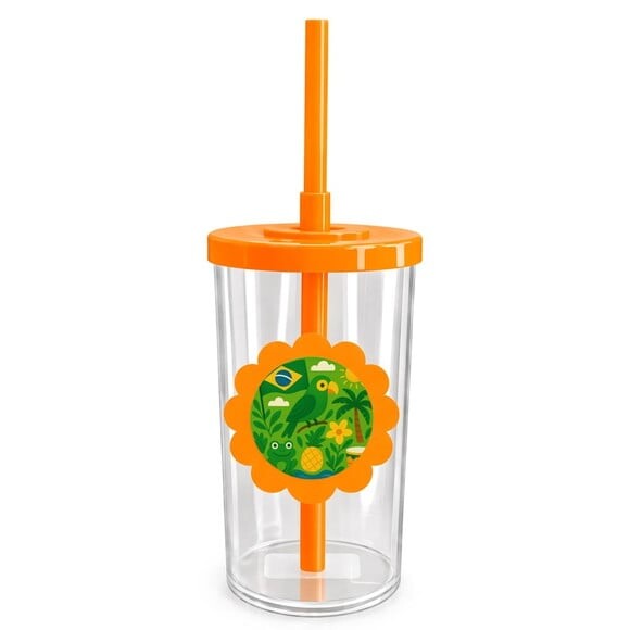 Copo Short Drink Flor Personalizado Brasil Verde Amarelo