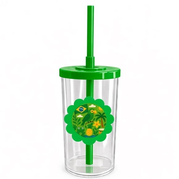Copo Short Drink Flor Personalizado Brasil Verde Amarelo