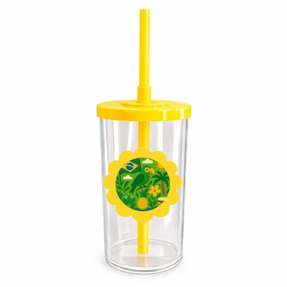 Copo Short Drink Flor Personalizado Brasil Verde Amarelo