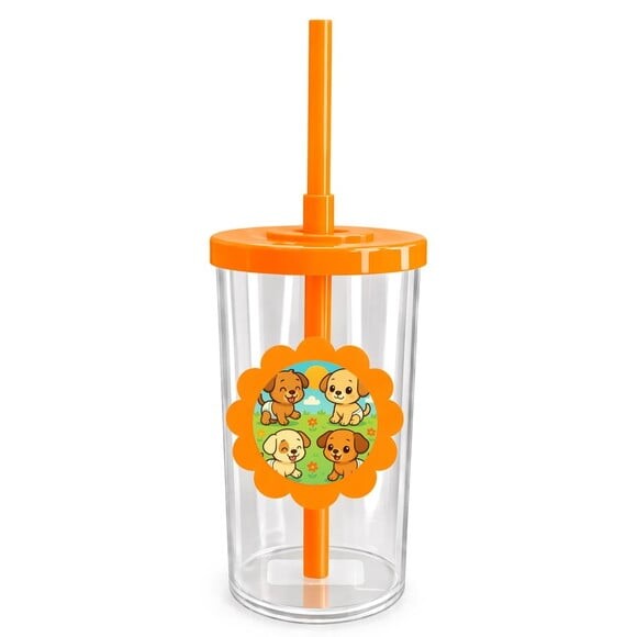 Copo Short Drink Flor Personalizado Cachorrinhos Baby