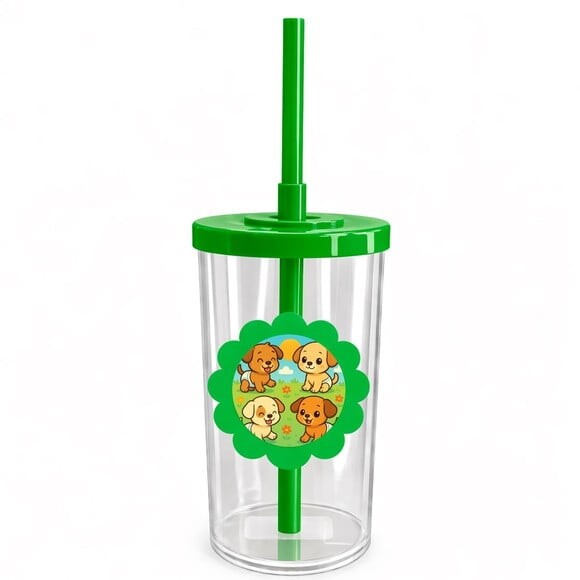 Copo Short Drink Flor Personalizado Cachorrinhos Baby