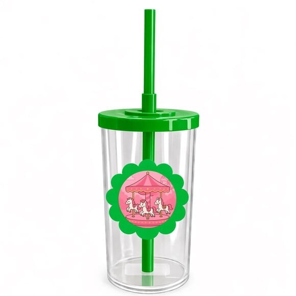 Copo Short Drink Flor Personalizado Carrossel Rosa