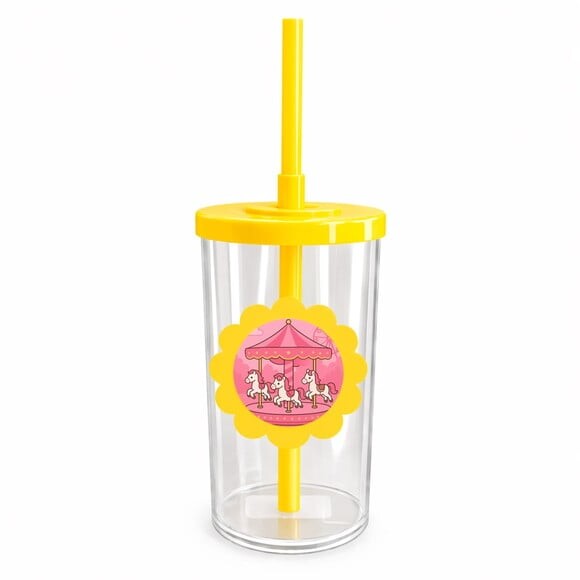Copo Short Drink Flor Personalizado Carrossel Rosa