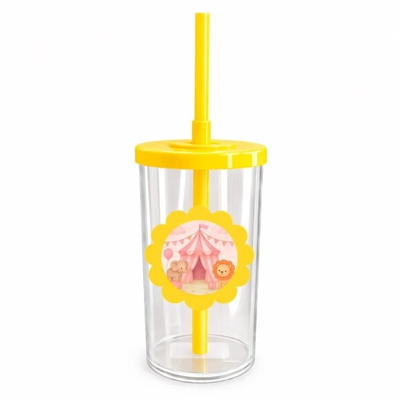 Copo Short Drink Flor Personalizado Circo Rosa Aquarela
