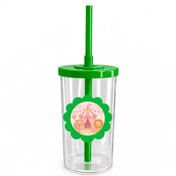Copo Short Drink Flor Personalizado Circo Rosa Aquarela