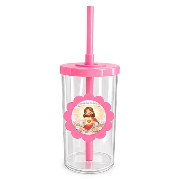 Copo Short Drink Flor Personalizado Coração de Jesus