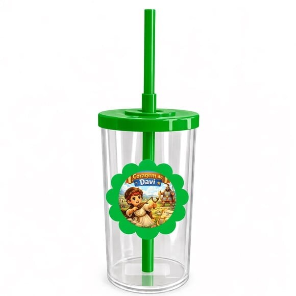Copo Short Drink Flor Personalizado Coragem de Davi