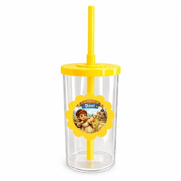 Copo Short Drink Flor Personalizado Coragem de Davi