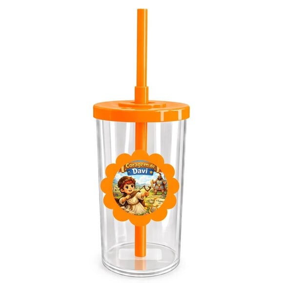 Copo Short Drink Flor Personalizado Coragem de Davi
