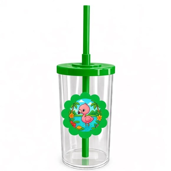 Copo Short Drink Flor Personalizado Flamingo Baby