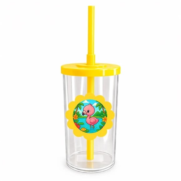 Copo Short Drink Flor Personalizado Flamingo Baby