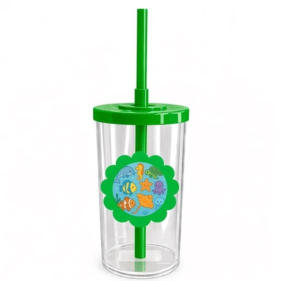 Copo Short Drink Flor Personalizado Fundo do Mar