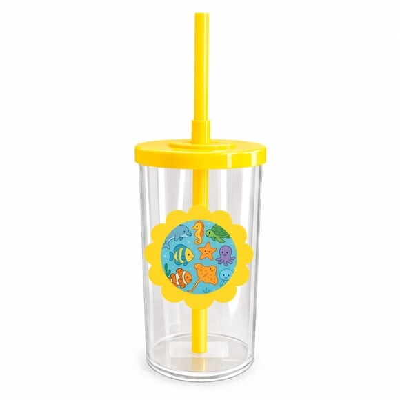 Copo Short Drink Flor Personalizado Fundo do Mar