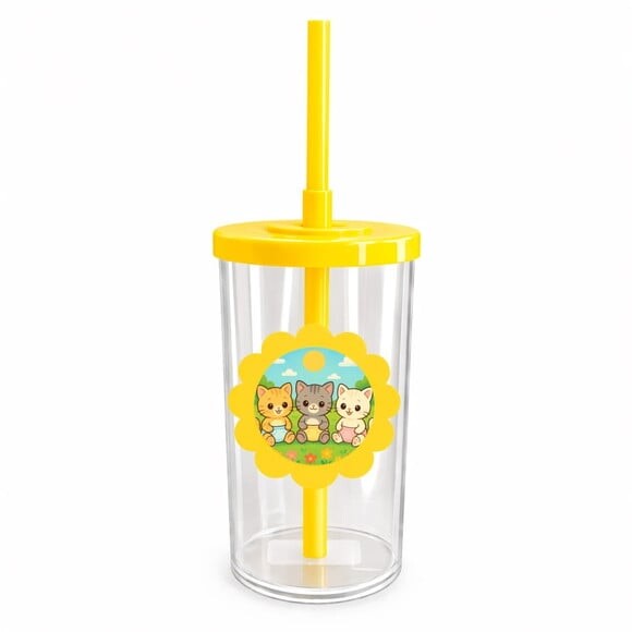 Copo Short Drink Flor Personalizado Gatinhos Baby