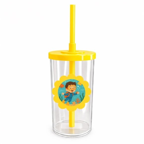 Copo Short Drink Flor Personalizado Menino Mergulhador