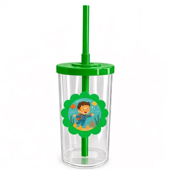 Copo Short Drink Flor Personalizado Menino Mergulhador