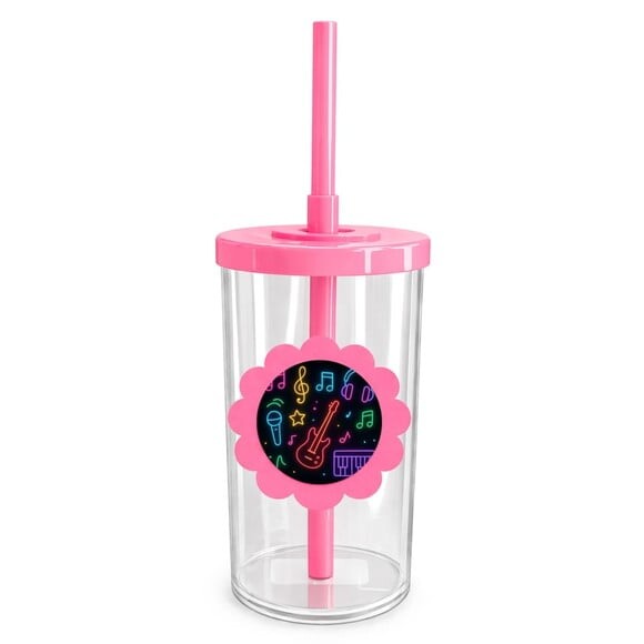 Copo Short Drink Flor Personalizado Neon Musical