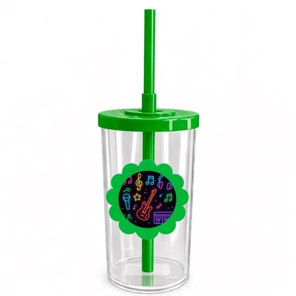 Copo Short Drink Flor Personalizado Neon Musical