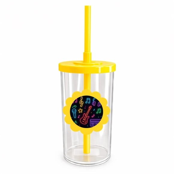 Copo Short Drink Flor Personalizado Neon Musical