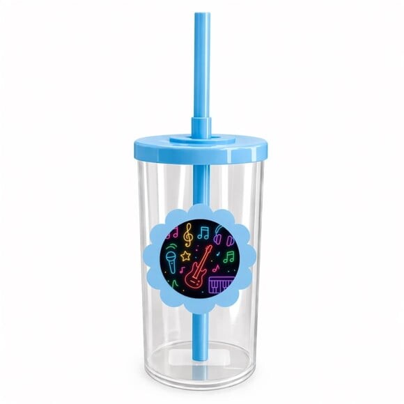 Copo Short Drink Flor Personalizado Neon Musical