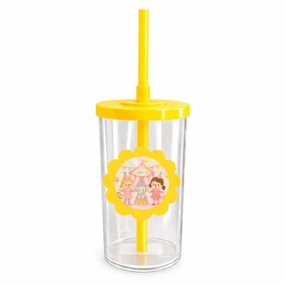 Copo Short Drink Flor Personalizado Palhacinhas Aquarela