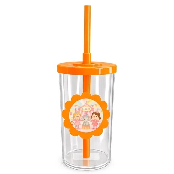 Copo Short Drink Flor Personalizado Palhacinhas Aquarela