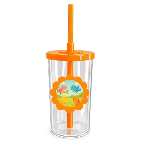 Copo Short Drink Flor Personalizado Passarinhos