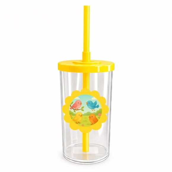 Copo Short Drink Flor Personalizado Passarinhos
