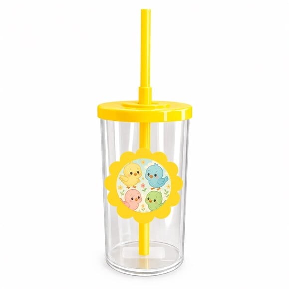 Copo Short Drink Flor Personalizado Passarinhos Baby