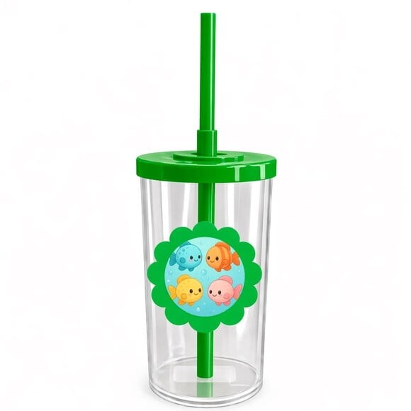 Copo Short Drink Flor Personalizado Peixinhos Baby