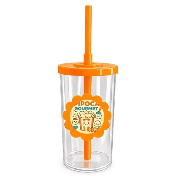 Copo Short Drink Flor Personalizado Pipoca Gourmet Kids
