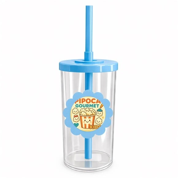 Copo Short Drink Flor Personalizado Pipoca Gourmet Kids