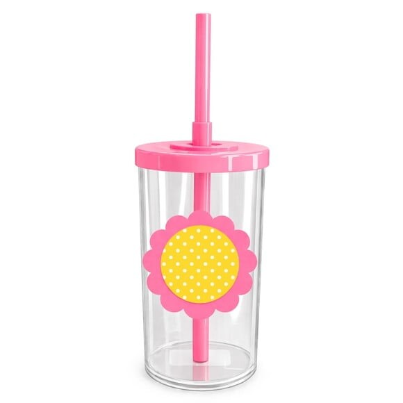 Copo Short Drink Flor Personalizado Poá Amarelo