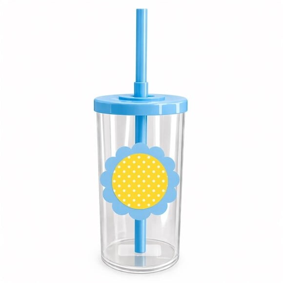 Copo Short Drink Flor Personalizado Poá Amarelo