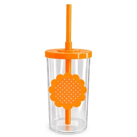 Copo Short Drink Flor Personalizado Poá Laranja