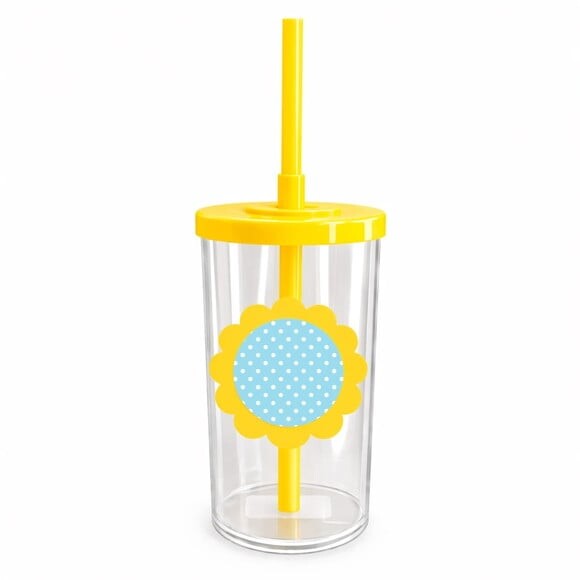 Copo Short Drink Flor Personalizado Poá Azul Bebê