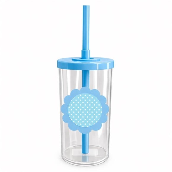 Copo Short Drink Flor Personalizado Poá Azul Bebê