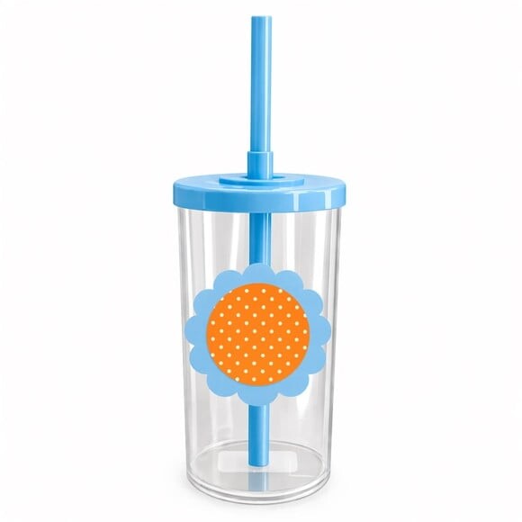 Copo Short Drink Flor Personalizado Poá Laranja
