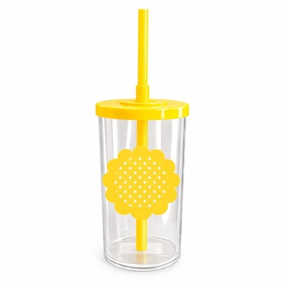 Copo Short Drink Flor Personalizado Poá Amarelo