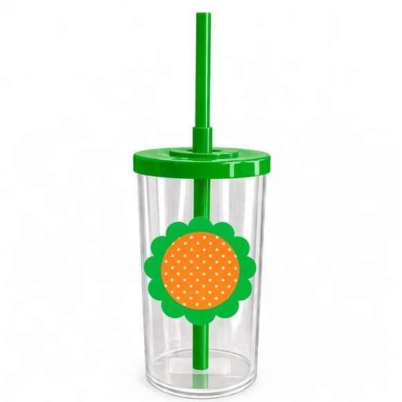 Copo Short Drink Flor Personalizado Poá Laranja
