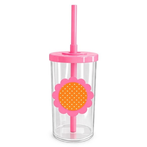 Copo Short Drink Flor Personalizado Poá Laranja