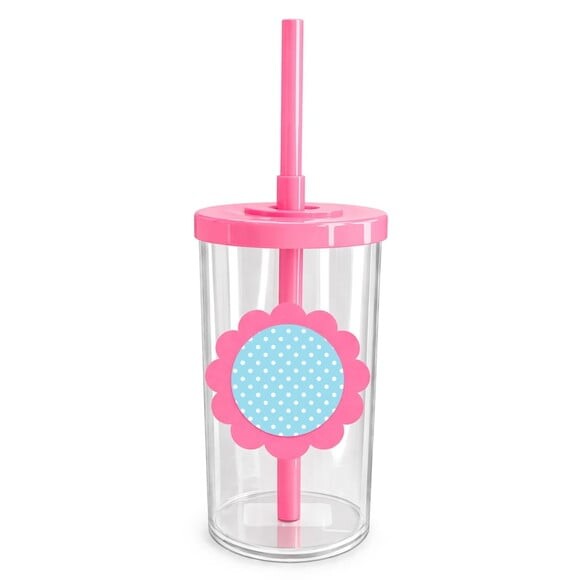 Copo Short Drink Flor Personalizado Poá Azul Bebê