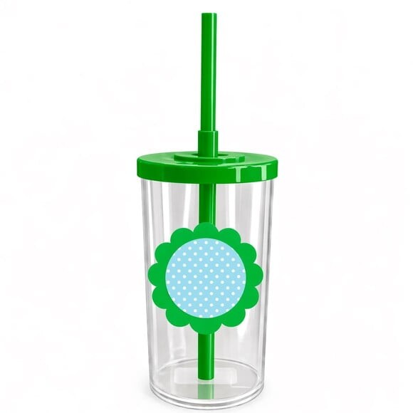 Copo Short Drink Flor Personalizado Poá Azul Bebê