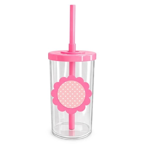 Copo Short Drink Flor Personalizado Poá Rosa Bebê
