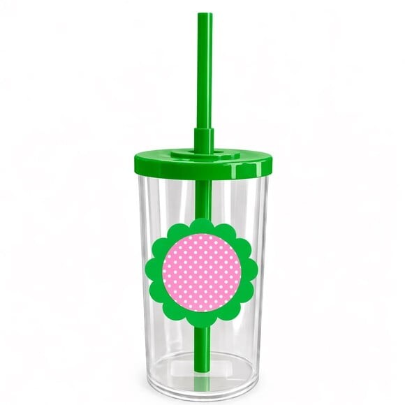Copo Short Drink Flor Personalizado Poá Rosa Pink