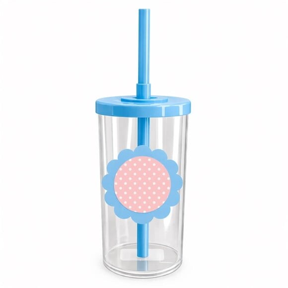 Copo Short Drink Flor Personalizado Poá Rosa Bebê